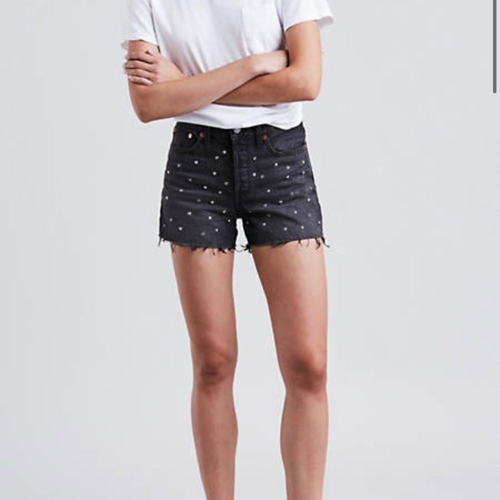 Levi black denim wedgie shorts